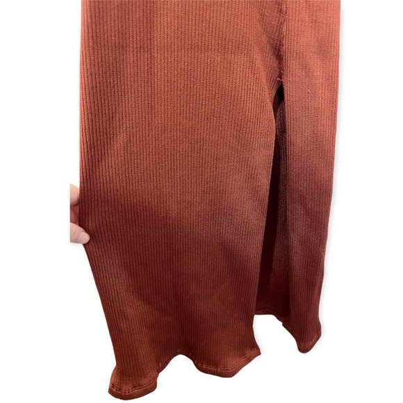 Cult Gaia Honey Dress in Clay Brown/Orange Amber Ruched Knit Knotted, Size XS - Picture 7 of 11